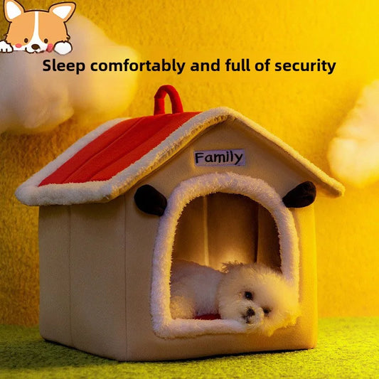 24-Year-old new kennel, small white red top nest, large space, three-dimensional ear nest, cat nest, autumn and winter pet