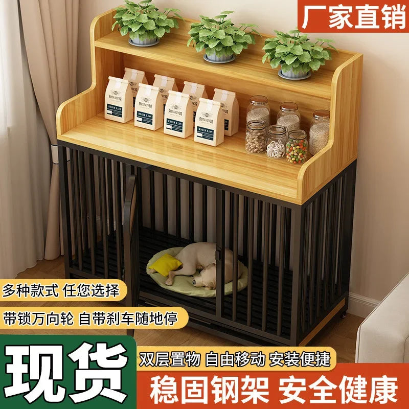 Dog cage household indoor with toilet pulley exquisite workmanship small medium and large dog cage reinforced kennel villa heigh