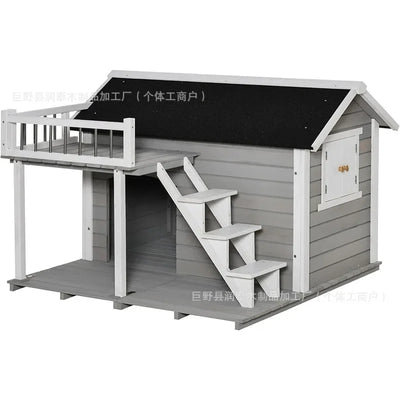 Outdoor rain and sun protection Solid wood dog house Dog house Preservative wood Pet nest Universal warm cat kennel Kennel