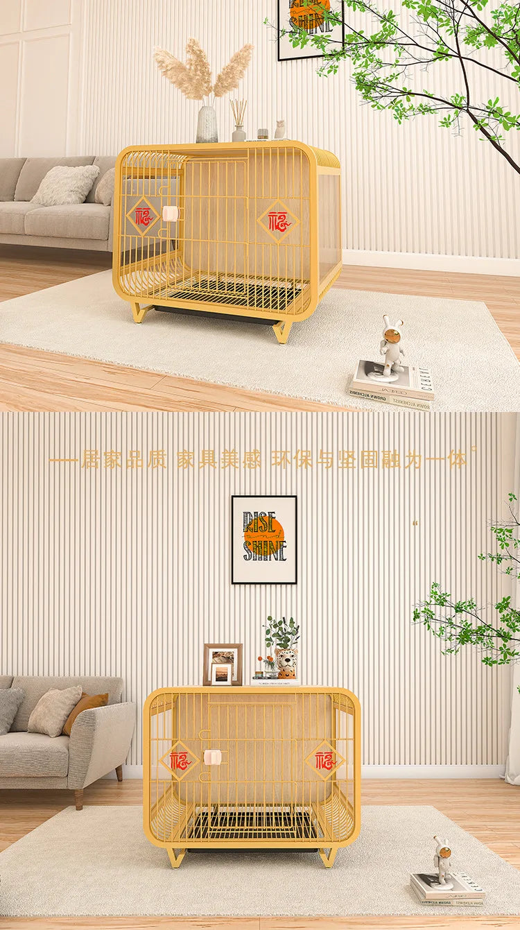 Boutique high-end indoor furniture dog villa, light luxury lucky dog cage for small and medium-sized Shiba Inu Bianmu