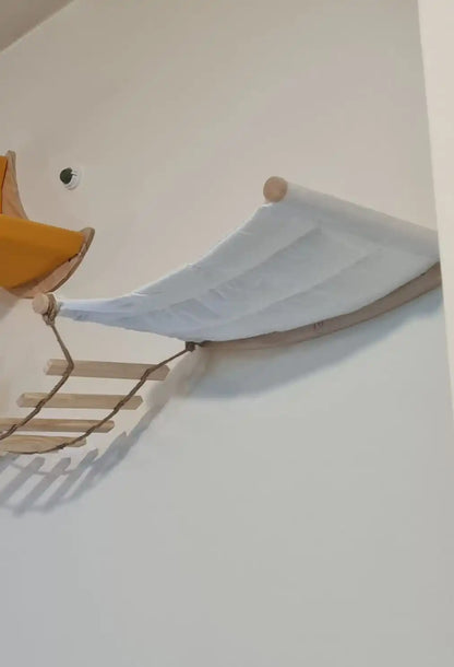 Cat Hammock Cat Tree Wall Mounted Wooden Furniture Scratcher Kitty Beds Perches Stable Cats Wall Shelves For Sleeping Playing