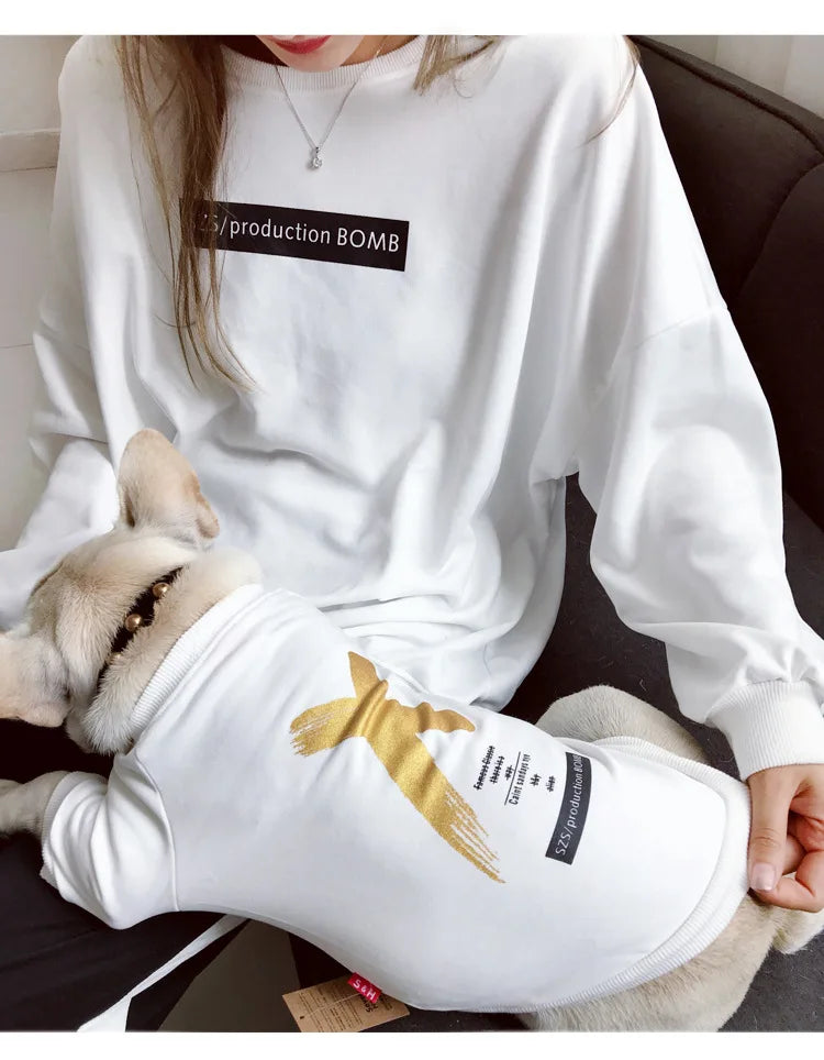 Pet Clothes  Dog Clothes Parent-child Wear Spring and Autumn Korean Version Printing Pure Cotton Two Colors Seven Sizes