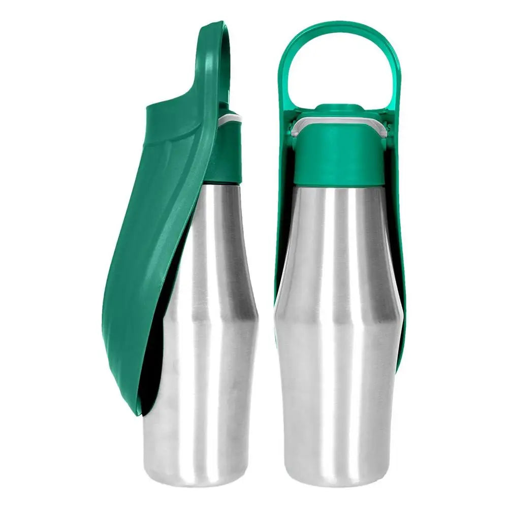 Portable Water Bottle For Dogs 27oz Stainless Steel Travel Water Dispenser Pet Accessories 2 In 1 Dog Water Bowl For Most Sizes