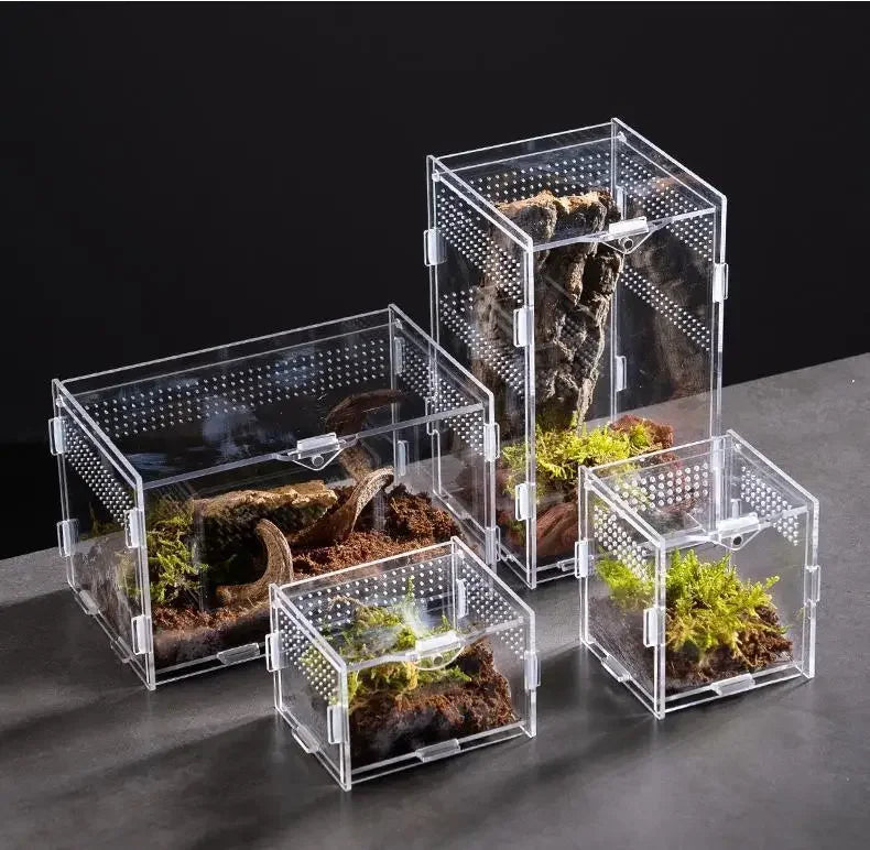 Reptile Acrylic Transparent Terrarium Breeding Box Turtle Cage Nano Arboreal Tarantula Enclosure Dearded Dragon Reptiles Habitat