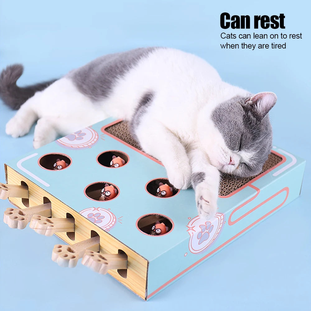 Cat whack-a-mole toy interactive play Cat scratch board Corrugated paper cat box claw grinder toy