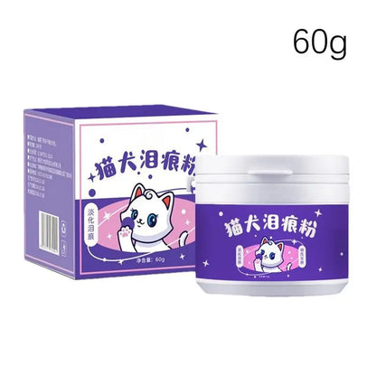60g Pet Tear Stain Remover Powder  Dogs Cats Eye Cleaner Tear Stain Powder With Brush Pet Eye Risen Natural Safe Dog Eye Wash