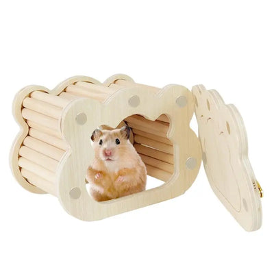 Wooden Hamster Hideout Cute Cloud-Shaped Tiny Wooden House Small Animals Habitat Hut Pets Pets WoodlandHouse Habitats Decor