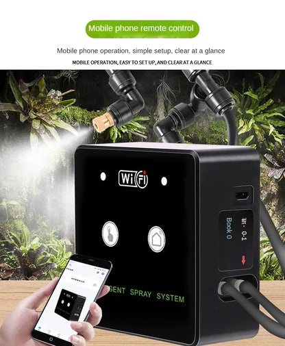 WiFi Control Intelligent Reptile Spray Humidifier Timer Automatic Mist Rainforest Timing Spray System Kit Irrigation Sprinkler