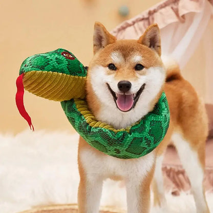 Squeaky Snake Dog Toy Plush Cute Dog Chewing Toy Stuffed Animal Bite-resistant Sounding Paper Animals Chew Toy For Puppy Dogs