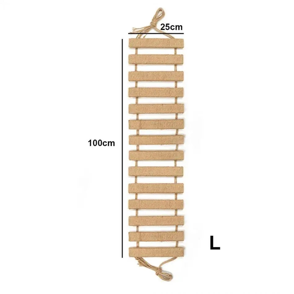 Wall Mounted Cat Climbing Rope & Bridge Wooden Cat Furniture for Cats Exercise & Claw Grinding Indoors Sturdy & Durable Cat Toys