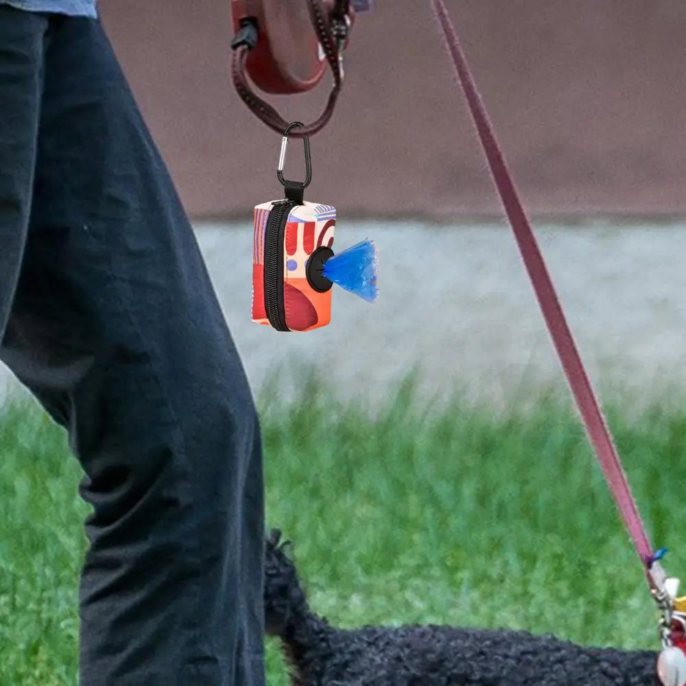 Poop Bag Holders Canvas Dog Poop Bag Holder With Graphic Print Portable Doggie Bag Holder Animal Waste Collection Pouch