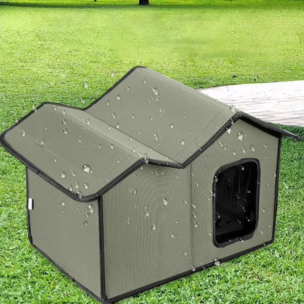 Cat Outdoor House Large Insulated Cat Shelter Waterproof Weatherproof Pet House With Transparent Door Washable Cat Hut For Pets