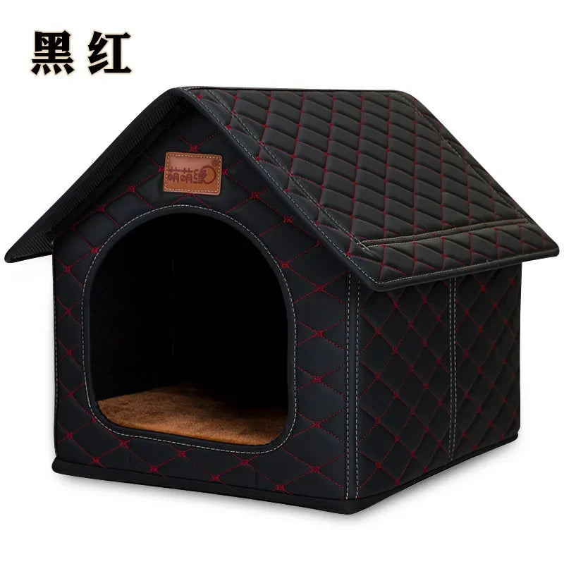Kennel Winter Warm Waterproof Removable Washable Closed House Kennel Villa Small Dog Corgi Law 11 Pet Nest