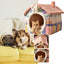 Cute Luxury Cat Villa Cat Bed Winter Warmth Fully Enclosed Removable Cushion Pillow Cat Tent Cat Dog Pet Nest Girl Pink PP Cotto