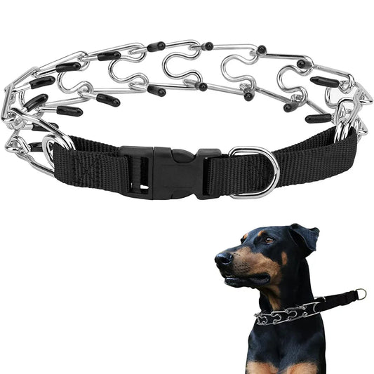Dog Prong Pinch Collar Adjustable Quick Release Dog Training Collar with Rubber Tip for Small Medium Large Dogs Pet Dog Supplies