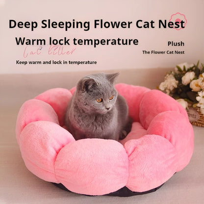 Cat Beds Petal Shaped Winter Warm Sleeping Cat Nest Soft Plush Pet Bed Dog Basket Cushion Cat Bed Cat Cushion Animal Sleeping