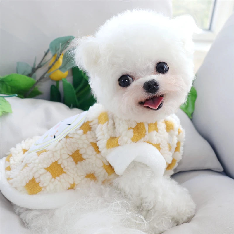 Plaid Dog Coat Winter Dog Clothes for Small Dogs Fleece Puppy Jacket Chihuahua Bulldog Pug Bichon Clothing Pet Costume Cat Vest