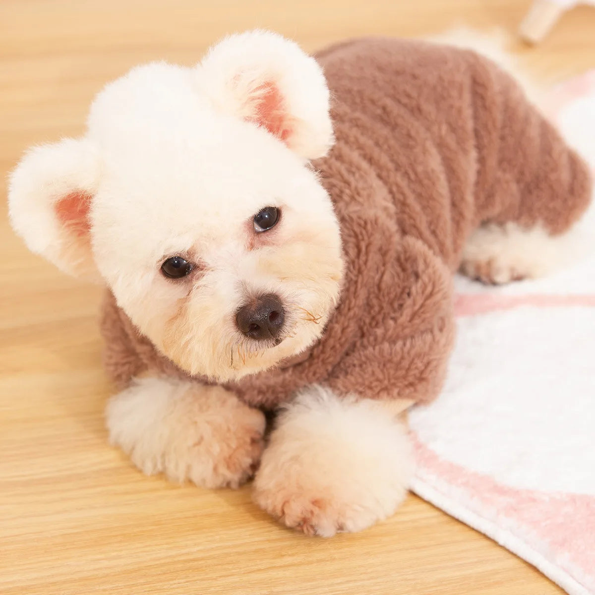 Dog Fuzzy Fleece Pajamas, Dog Winter Clothes for Small Dogs, Thick Warm Turtleneck Dog Sweater Plush Pet Jumpsuit, Doggy Apparel