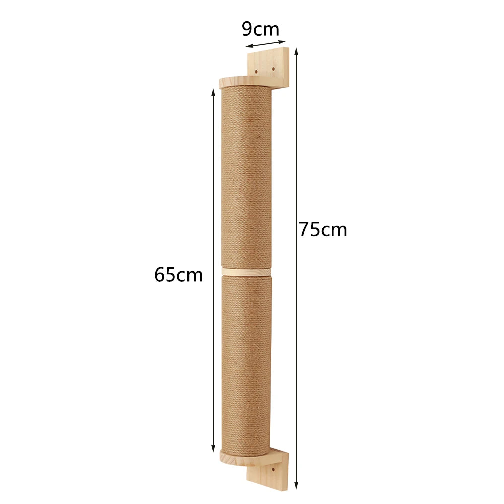 Cat Scratching Post Wall Furniture Wood Wall Mounted Kitten Scratcher Tree for Large Cats Thicker Columns for Multi-Functions