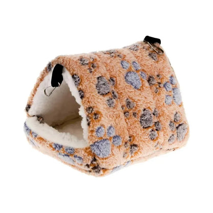 1PCS Coral Fleece Dot Printing Small Foam Pet House Hanging Hamster Bed For Small Animals Squirrel Parrot Cotton Nest