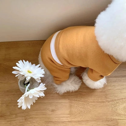 Solid Thick Fleece Winter Clothes for Small Medium Dogs Unisex Teddy Yorkshire Pet Overalls Four Legs Warm Cats Sweatshirts