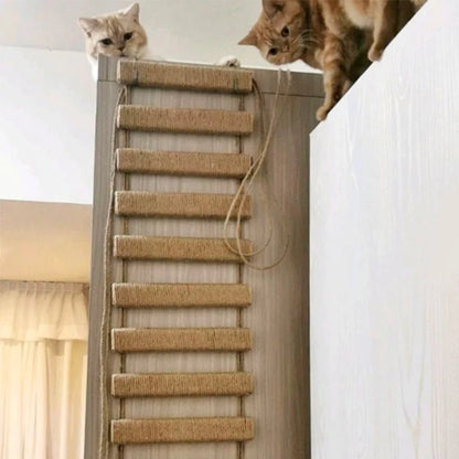 Toys Wall-mounted Activity Cat Wood Sisal Scratcher Climber Furniture Cat Bridge Rope Steps Kitten Ladder Kitten Post Wall