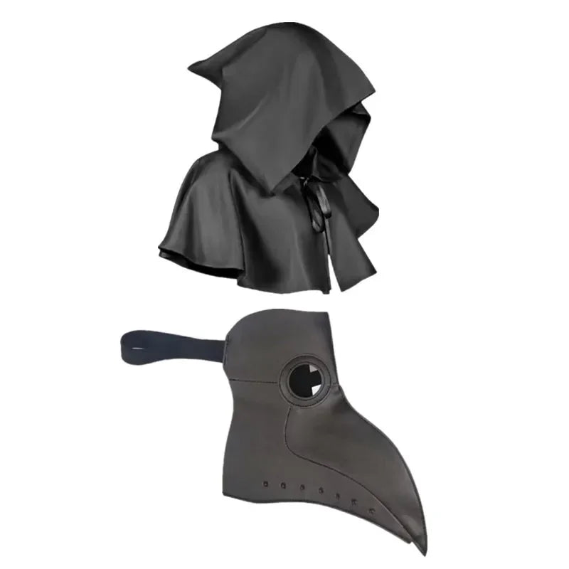 Plague Doctor Mask Cloak Dress Up Costume Halloween Trendy Spooky Play Leather Bird Beak Mask Cospaly Steampunk Photography Prop
