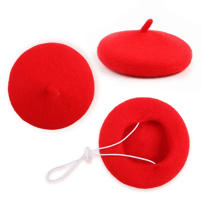 Wool Puppy Beret Adjustable Pet Hat for Cats Small Dogs Cute Beret Style Headwear for Kitten Comfortable Pet Fashion Accessories