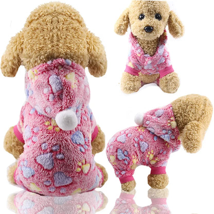 Pet Dog Soft Warm Jumpsuits Clothing for Dogs Pajamas Fleece Small Puppy Coat Pet Outfits Hoodie Clothing Cats Clothes Christmas