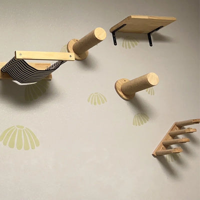 1 Piece Cat Wall Mounted Shelves Climbing Ladder Steps and Jumping Platform with Scratching Post for Grinding Claw and Playing