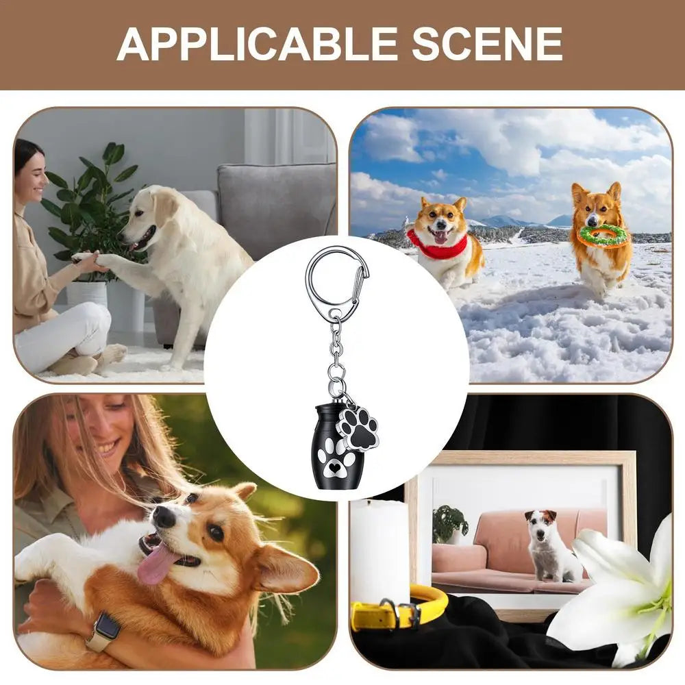 Pets Urn Keychain Paw Print Keyring Cremation Ashes Pendant Cat Cremation Jewelry Pendant Dog Paw Print Keepsake for Cats Dogs