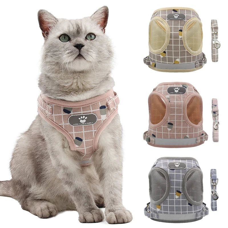 Reflective Pet Cat Harness and Leash Set for Cats Gotas Sphynx Harnesses Walking Dog Leash mascotas Accesorios szelki dla kota