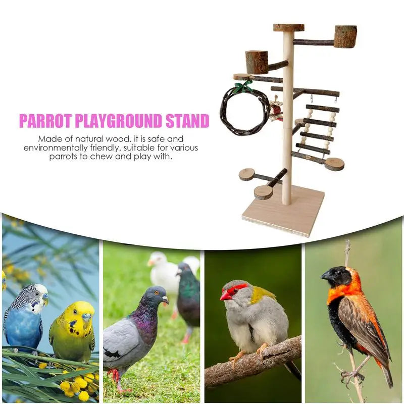 Bird Playground Parrot Play Stand Sturdy Wood Playstand For Parrots Bird Playground Training Wood Stand Perch For Cockatiel