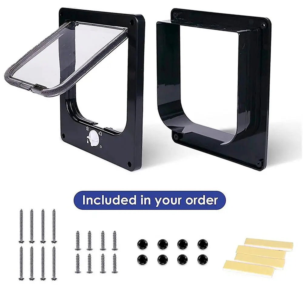Cat Door with Flap Pet Door, Easy Set-Up, 4 Ways Locking, Weatherproof Safe Cat Doors, Pet Supplies, Window Cabinets