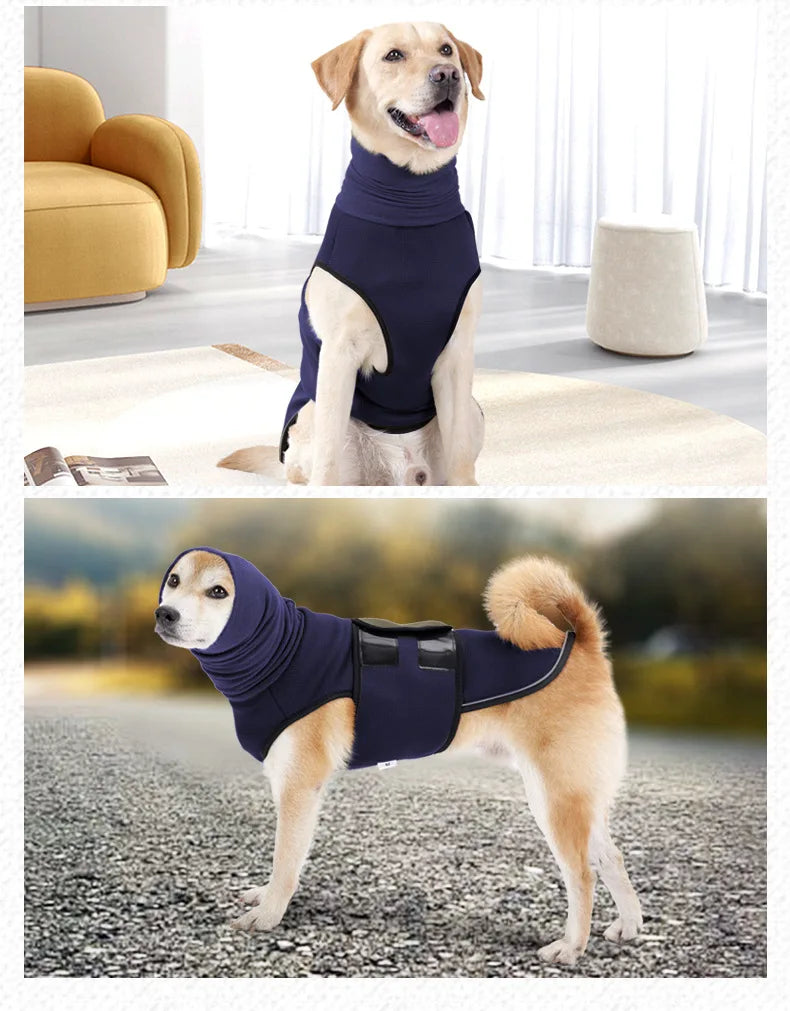 Dog Relief Calming Vest Dog Anti Anxiety Jacket Reflective Turtleneck Coat with Hood Small Medium Large Dogs Clothes