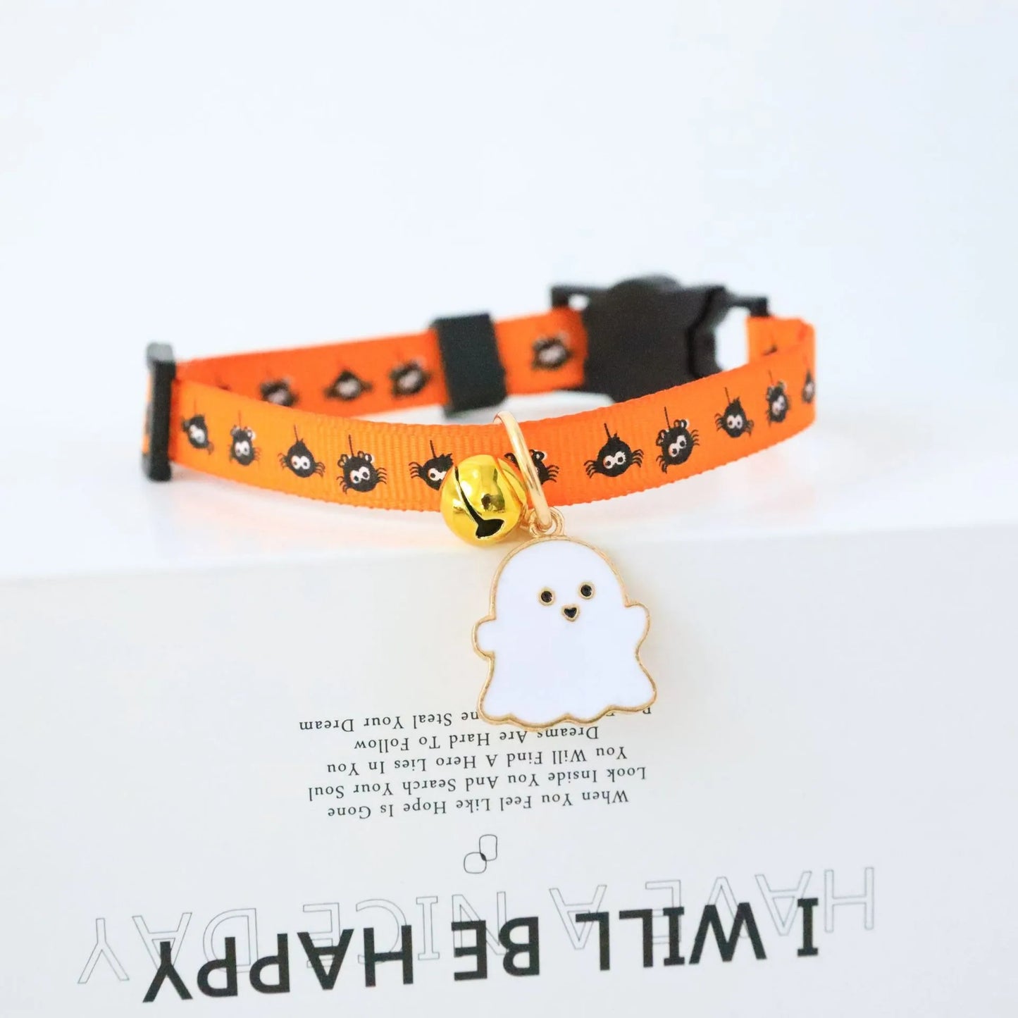 Funny Cosplay Collar Accessories for Dogs Scary Halloween Printing Ghost Pumpkin Pet Neck Wear Ring Bell Cartoon Cat Necklace