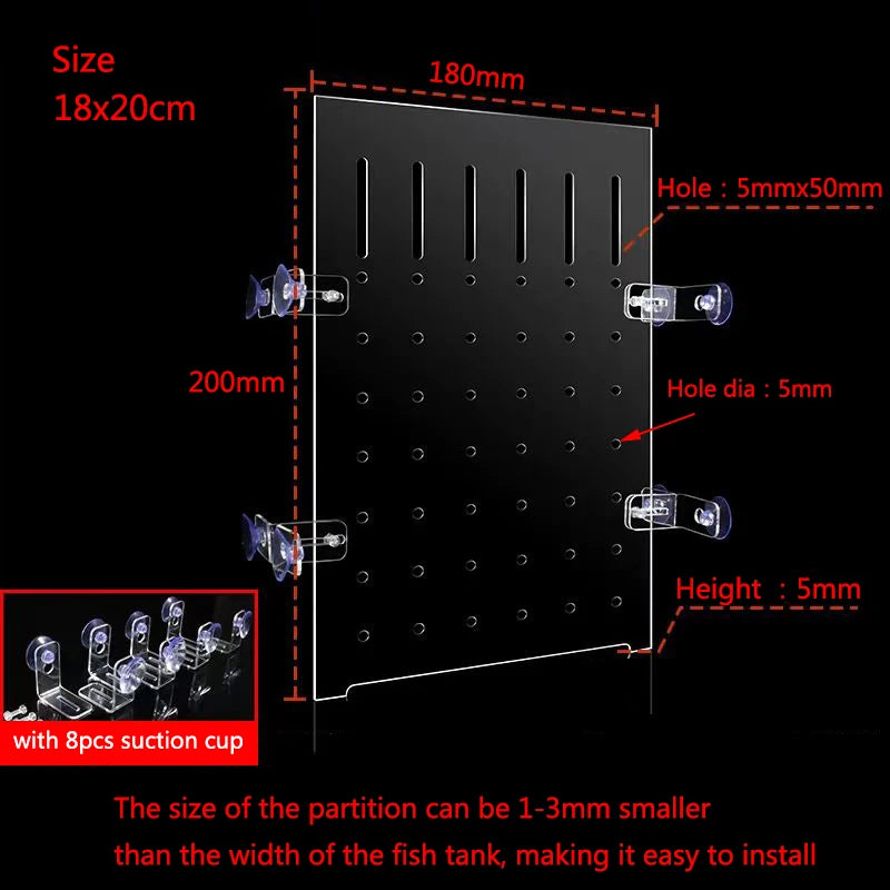 Transparent Acrylic Fish Tank Isolation Board Aquarium Grid Separation Separator Portable Water Supply Acrylic Divider Terrarium