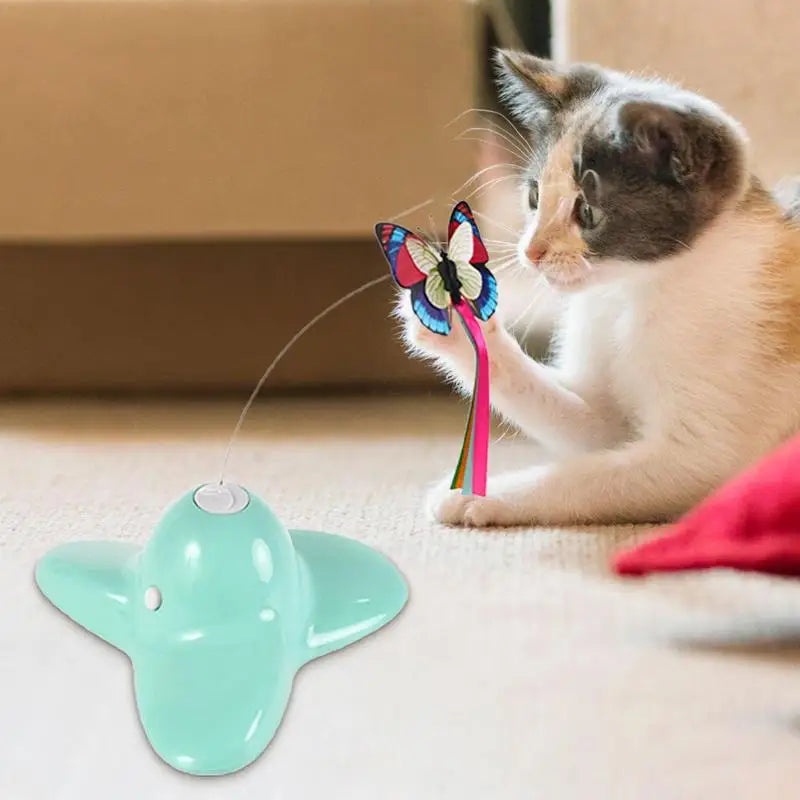 Butterfly Cat Toy Interactive Cat Toys For Boredom Moving Cat Toys With LED Light And Weighted Base Butterfly Flutter Pet