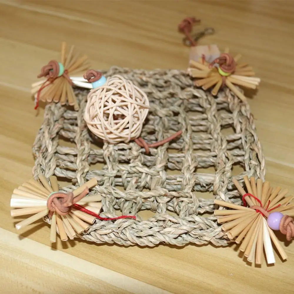 Bird Cage Hammock Swing Toy Woven Cage Hammock Parrot Swing Toy Teeth Care Bird Climbing Hammock Playing For Parrots Parakeets