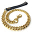 Stainless Steel Pet Gold Chain, Dog Leashes, Leather Handle, Portable Leash Rope, Straps, Puppy, Cat Training, Slip Collar Suppl