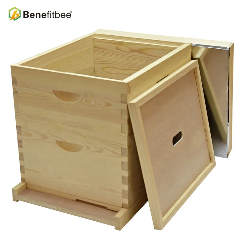 Benefitbee apicultural equipments bee box wooden langstroth hive for beekeeping