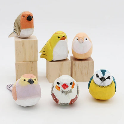 Wooden Bird Figurine Ornaments Handmade Carving Animals Miniature Crafts Art Decor Home Desktop Decoration Children Gifts