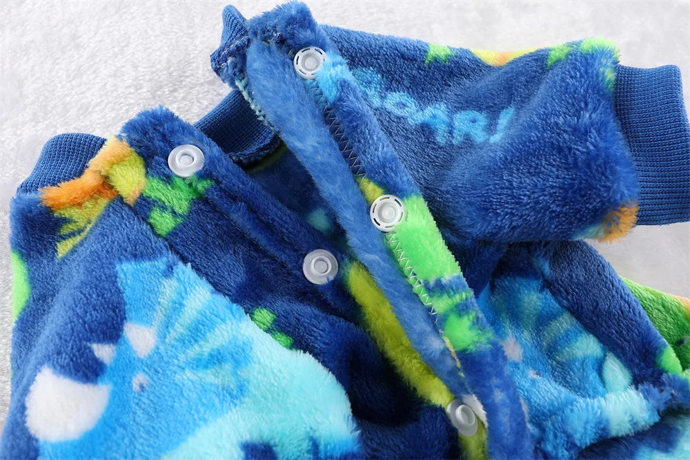 Soft Flannel Dog Pajamas for Small Medium Large Dogs, Cartoon Animals Bear Dinosaurs Print Puppy Onesie Winter Dog Jumpsuit
