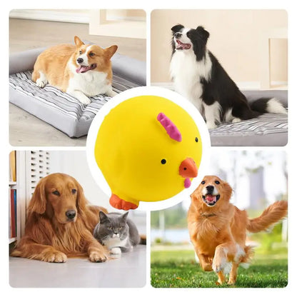 Small Dog Squeaky Toys Round Cartoon Animal Shape Indestructible Dog Teething Toys Reduces Buildup Without Brushing No Stuffing