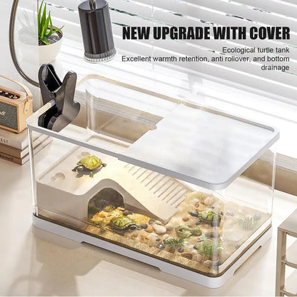 Turtle Tank Reptile Tank with Basking Platform Aquatic Tortoise Aquarium Reptile Habitat Tortoise Aquarium Habitat  Turtle Carry
