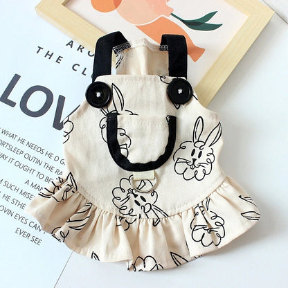 Cartoon Bunny Teddy York Dog Overalls Breathable Summer Spring Leisure Clothes for Cats Pocket Decorate Pet Boy Puppy T Shirt