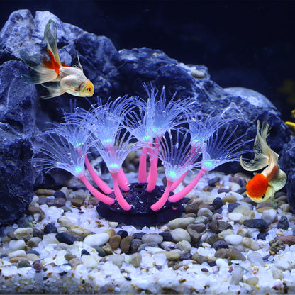 UXCELL Luminous Mushroom Plants Glowing Coral Plastic Artificial Aquarium Fluorescence Deco Ornament Fish Tank Accessories