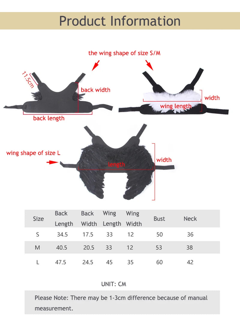 Angel Wings Pet Dogs Accessories Festival Halloween Puppy Costume Clothes Black White Cosplay Jacket Luxury Designer Pet Items