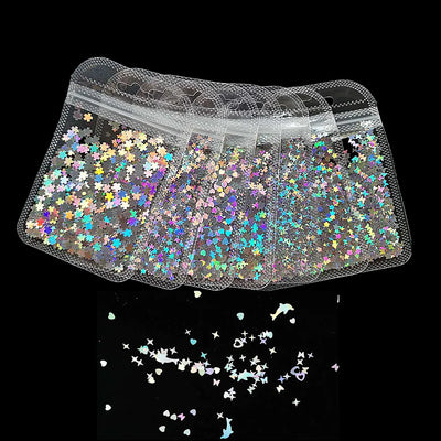 Cross-border Supply 10G BaG Laser Sequins Laser Four-pointed Star Butterfly Star DIY Crystal Glue Material