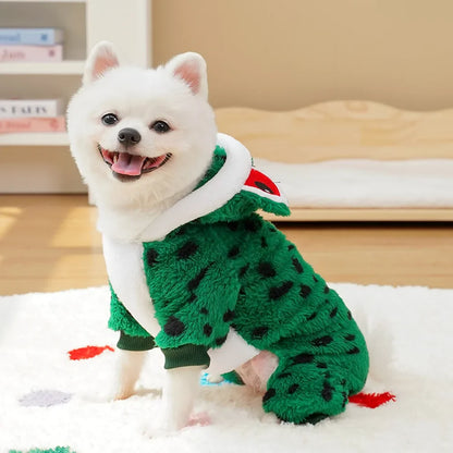 Pet Frog Costumes for Party Funny Small Dog Cat Cosplay Coat Hoodie Outfits Warm Winter Fleece Puppy Clothes Chihuahua Jumpsuit